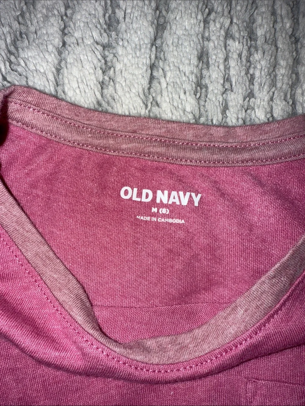 Old Navy Heathered Magenta Pocket Tee